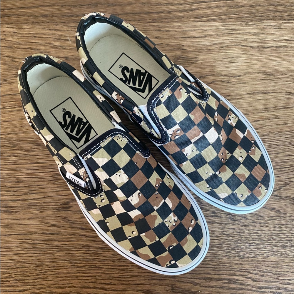 Vans Classic Slip On Desert Camo Checkerboard Sneakers, Big Kids 3.5